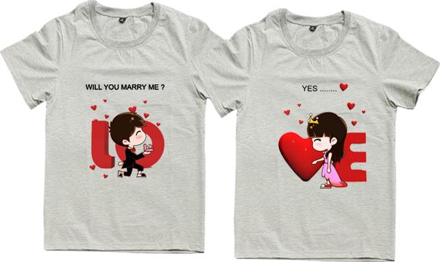 Áo Thun Đôi Họa Tiết Will You Marry Me Mau Xam - XXL - L