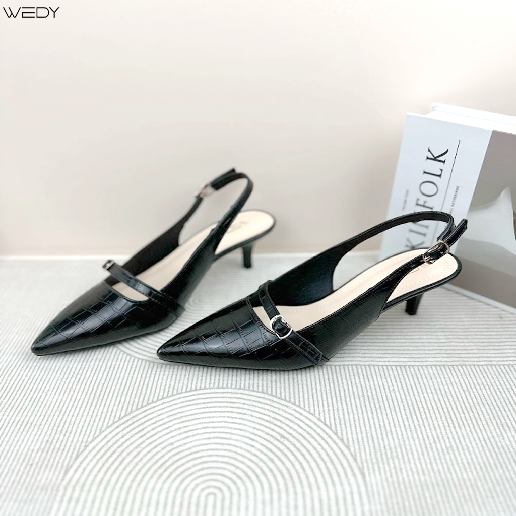 Giày Cao Gót Bít Mũi 5 Phân, Giày Cao Gót Slingback Sang Trọng WD2328