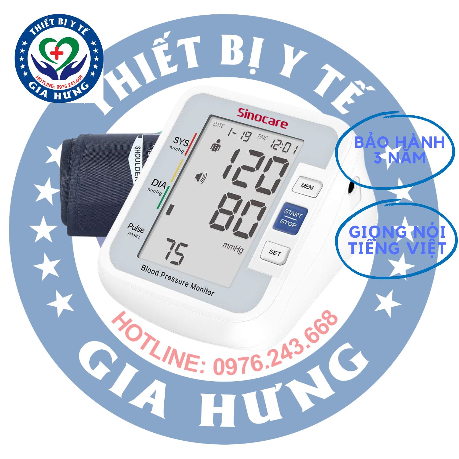 Máy đo huyết áp có giọng nói Tiếng Việt Sinocare BA 801