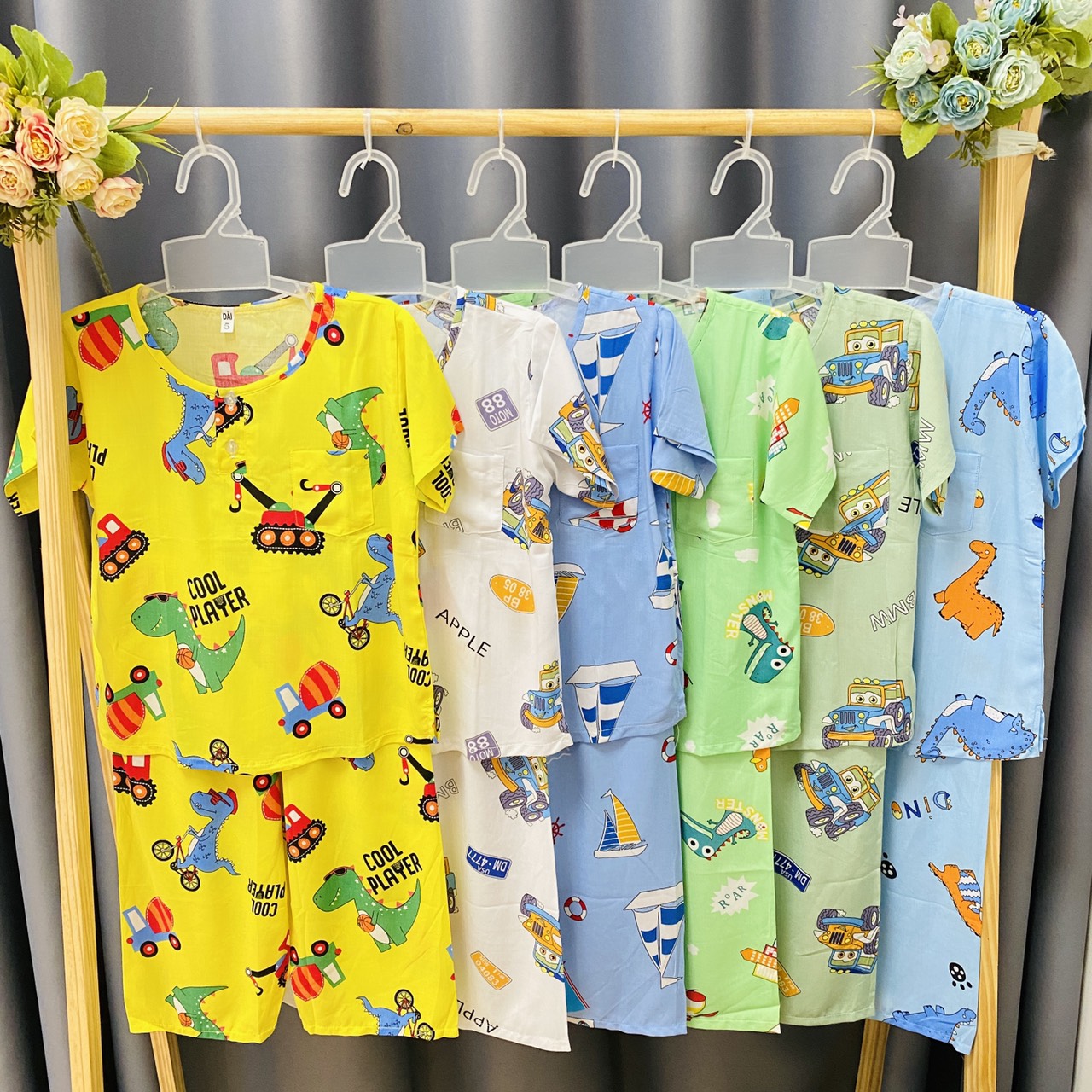 COMBO 3 Bộ Quần áo Tole lanh Bé Trai - Mẫu Tay Ngắn Quần Dài cài 2 nút trước - Size 2-12 cho bé 7-35kg -  Chất vải tole lanh 2 da loại 1 mềm mịn mát cho bé trai| Hàng Việt Nam | Đồ bộ bé trai |quần áo trẻ em| Đồ tôn trẻ em