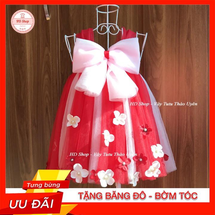 Đầm tutu cho bé ️️ Đầm tutu đỏ pha hồng phấn nơ HP cho bé gái từ 0 đến 8 tuổi