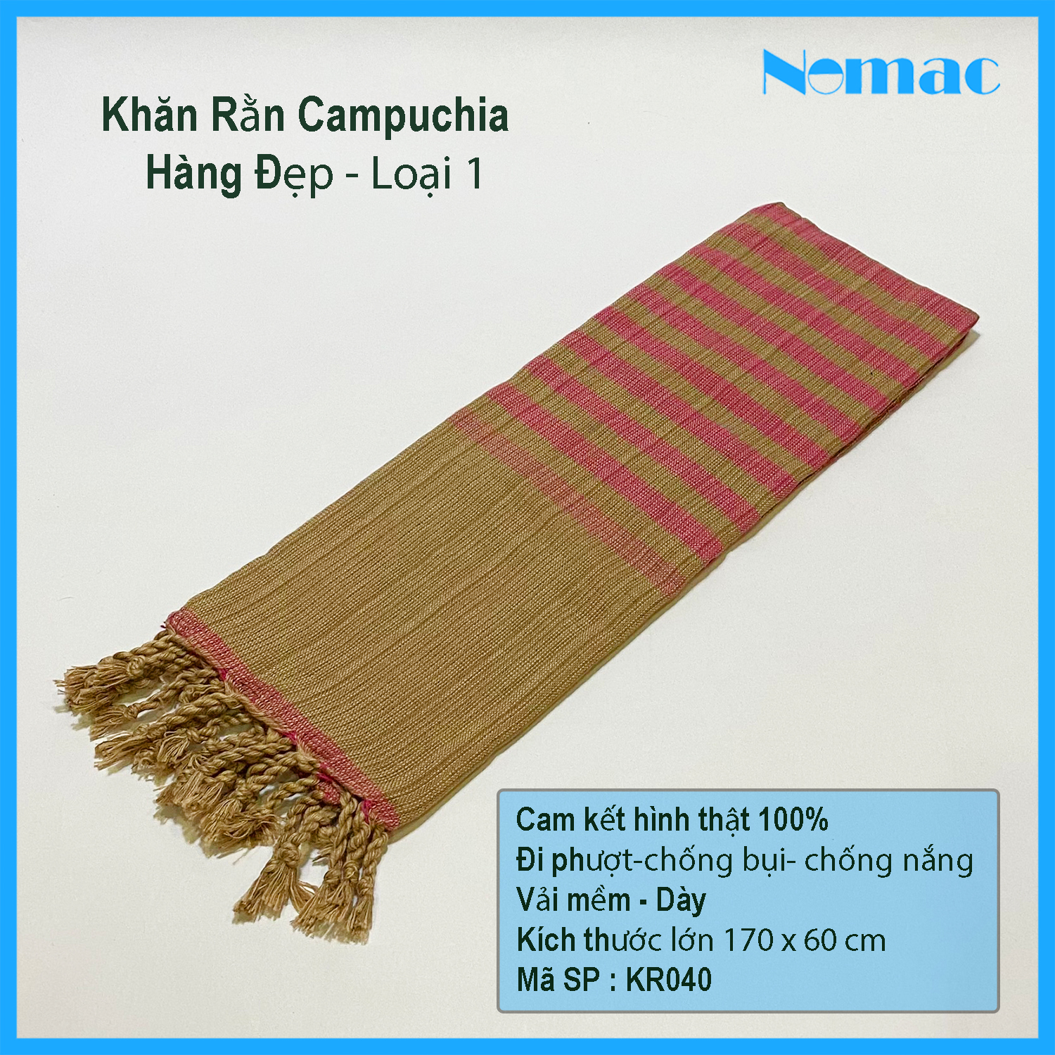 Khăn rằn cao cấp Campuchia KR040/ Khăn đi phượt thời trang nam nữ Nomac (170 x 60 cm)