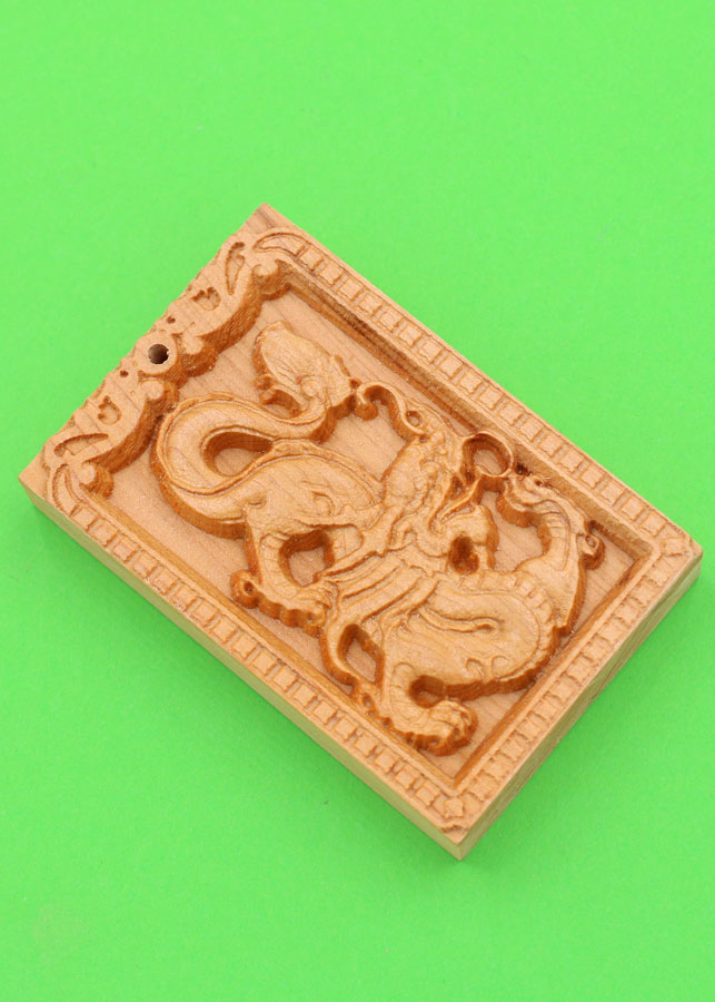 Mặt gỗ 12 con giáp - gỗ ngọc am - khắc hình tuổi Thìn MGCG8