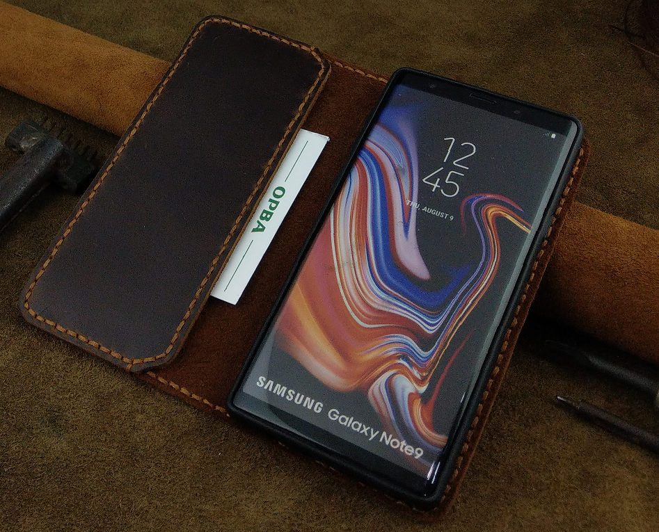 Bao Da cho Samsung Galaxy Note 9 Da Bò Thật May Thủ Công