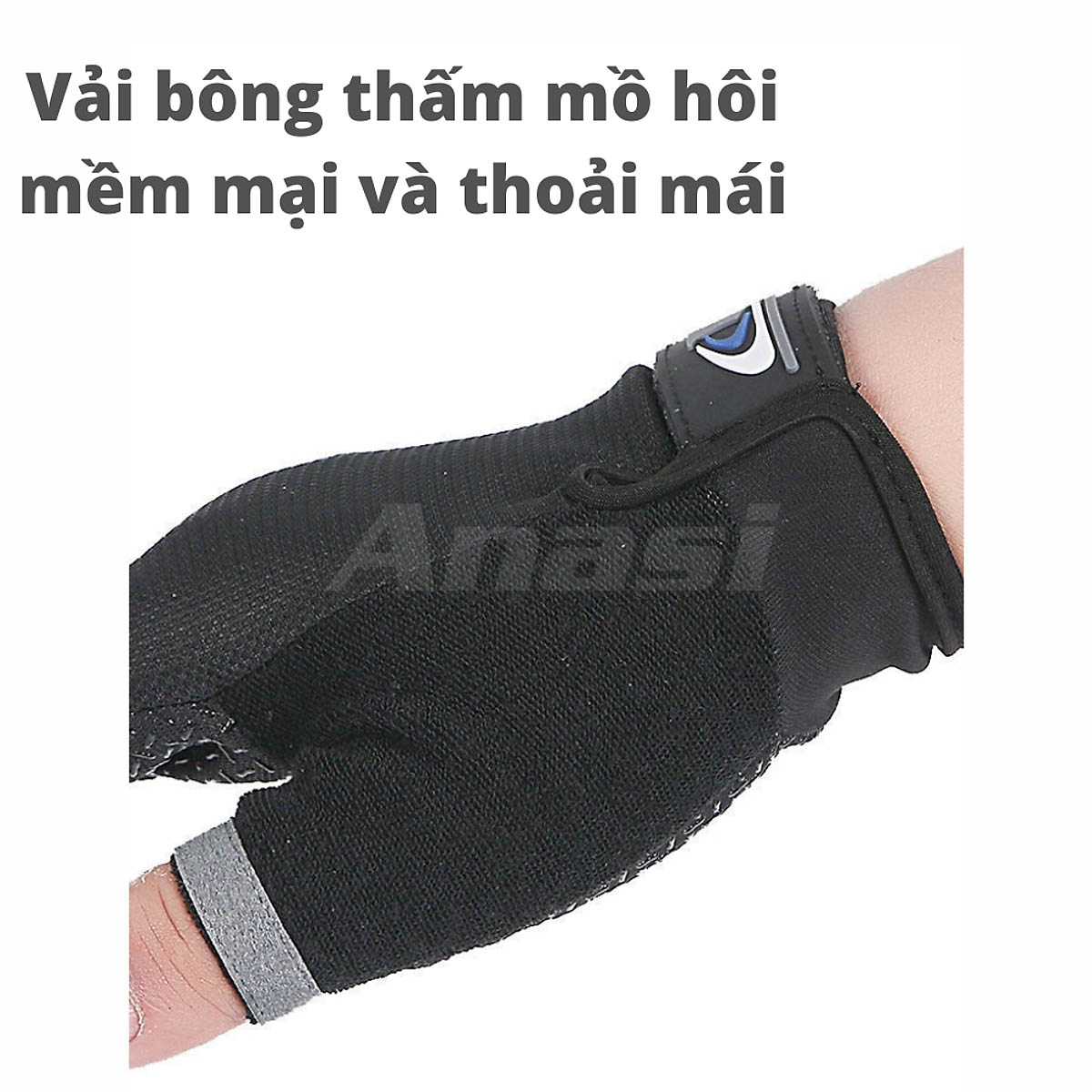 Găng tay chống nắng nam Anasi HW75 cắt 2 ngón - Găng tay chạy xe , tập gym, đi phượt