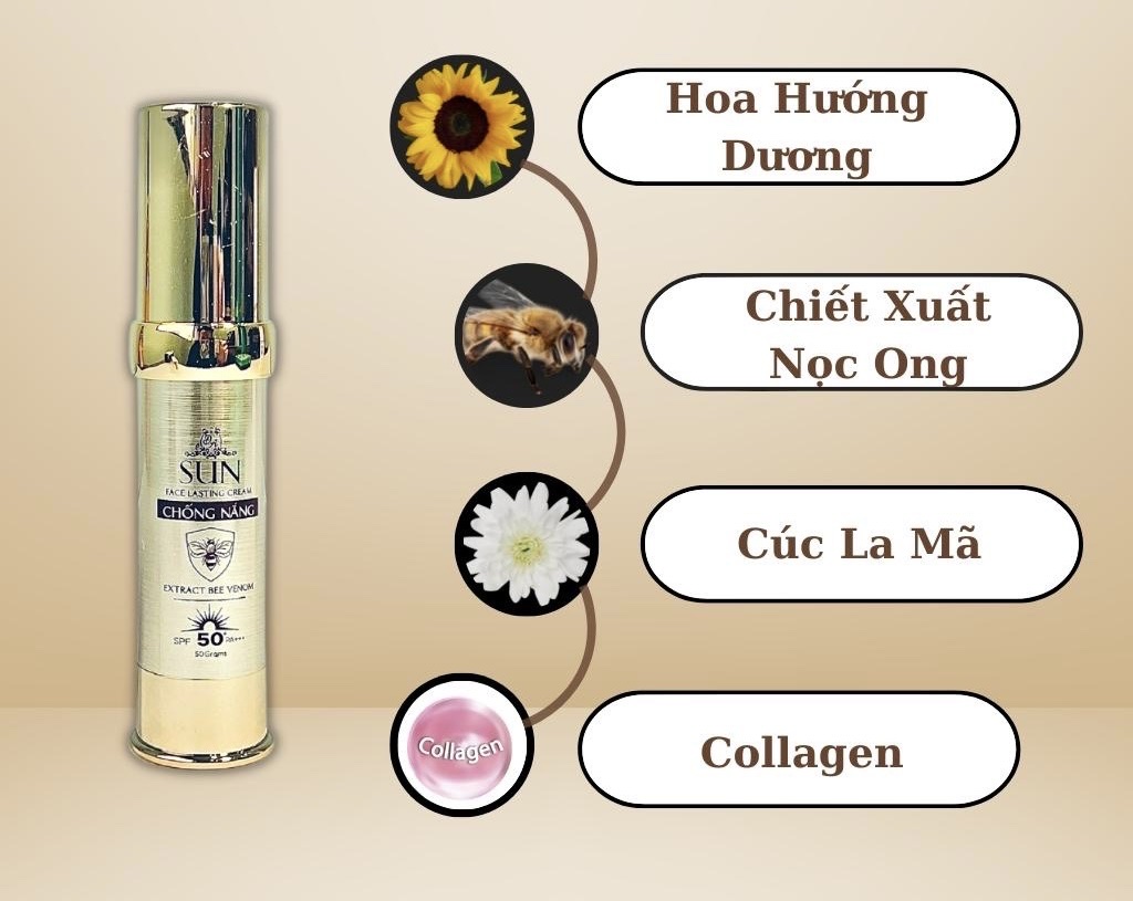 Kem Chống Nắng Collagen X3 Nọc Ong Be Venom Extract SPF50+ Mỹ Phẩm Đông Anh Chính Hãng 50G