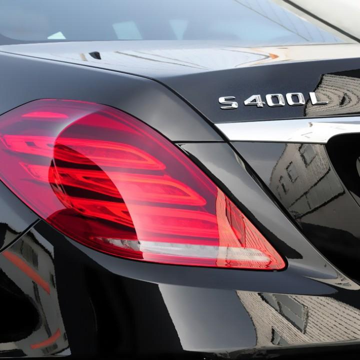 Decal tem chữ S400L dán đuôi xe ô tô Mercedes - Chất liệu: Hợp kim inox - Màu sắc: Bạc