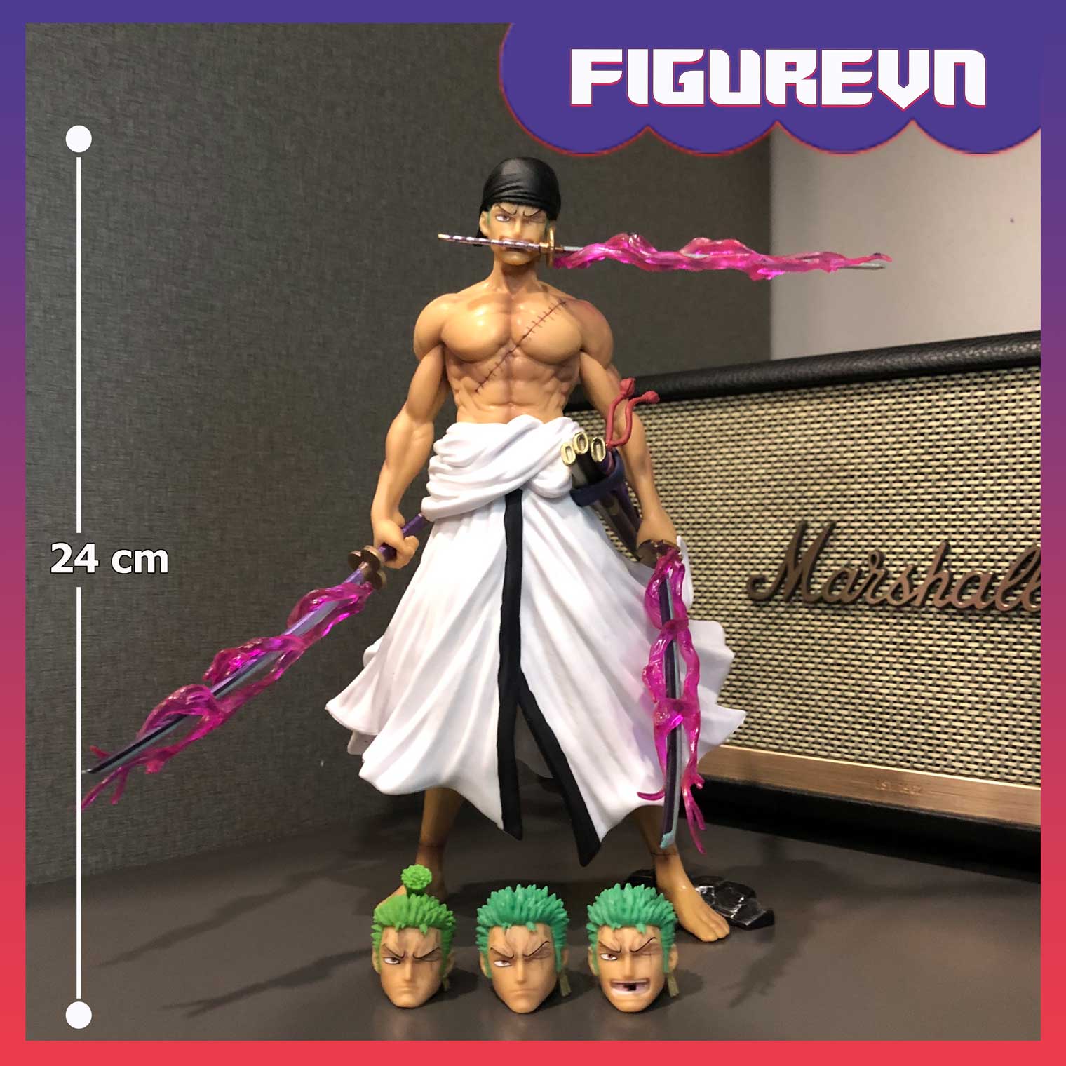 Mô hình Zoro 24 cm (4 đầu + hiệu ứng) - One Piece