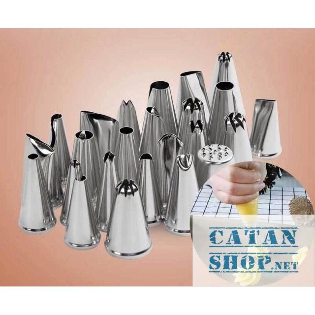 Hộp 32 đui bắt bông kem kèm chốt và túi đựng kem trang trí bánh GD230-BatKemLL