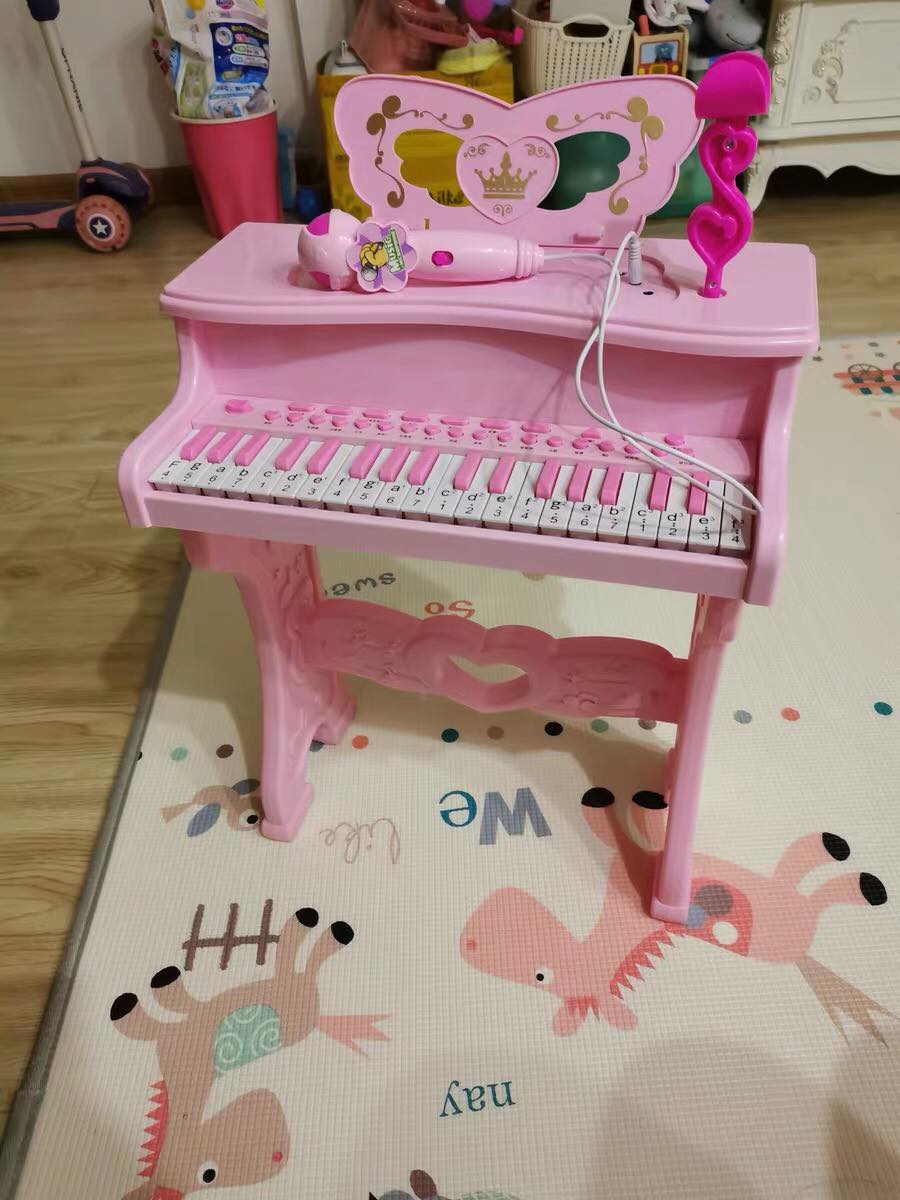 Đàn Piano Mini cho bé kèm mic thu âm, có kết nối điện thoại, bàn phím chữ Tiếng Anh cao cấp - Đồ chơi âm nhạc trẻ em