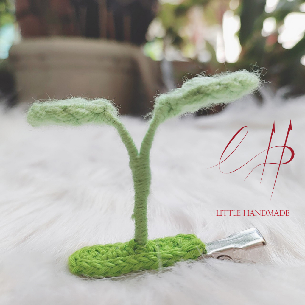 Kẹp tó mái hình mầm cây có thể chỉnh dáng lá và cành bằng len handmade