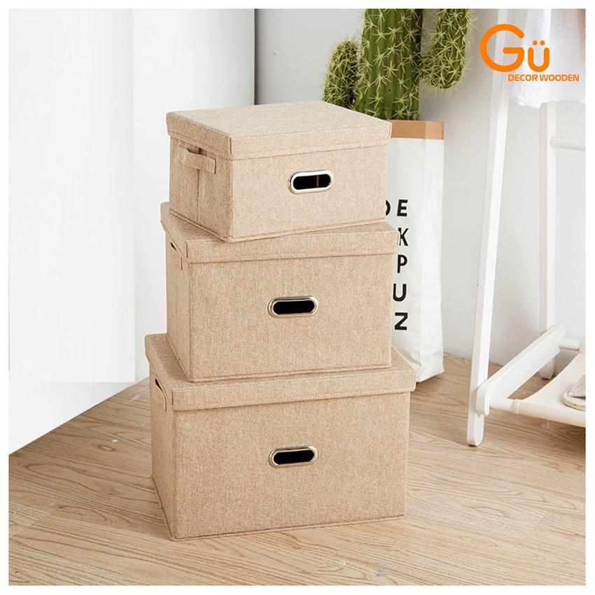 Hộp đựng đồ đa năng bằng vải có nắp đậy - Thùng để quần áo cất gọn