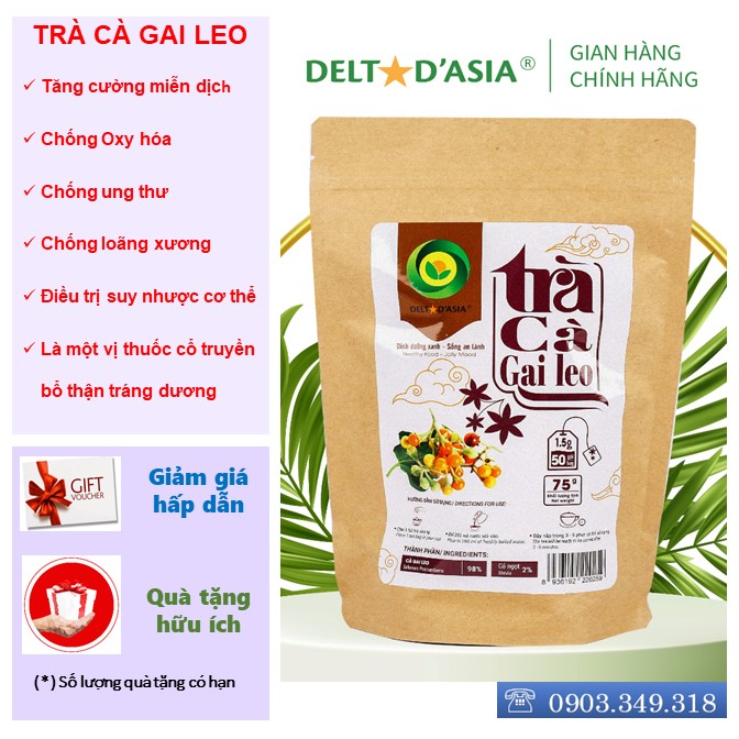TRÀ CÀ GAI LEO Túi Zip - Delta D'Asia Giải độc gan tăng cường sức khoẻ (25 - 50 túi x 1,5 g)