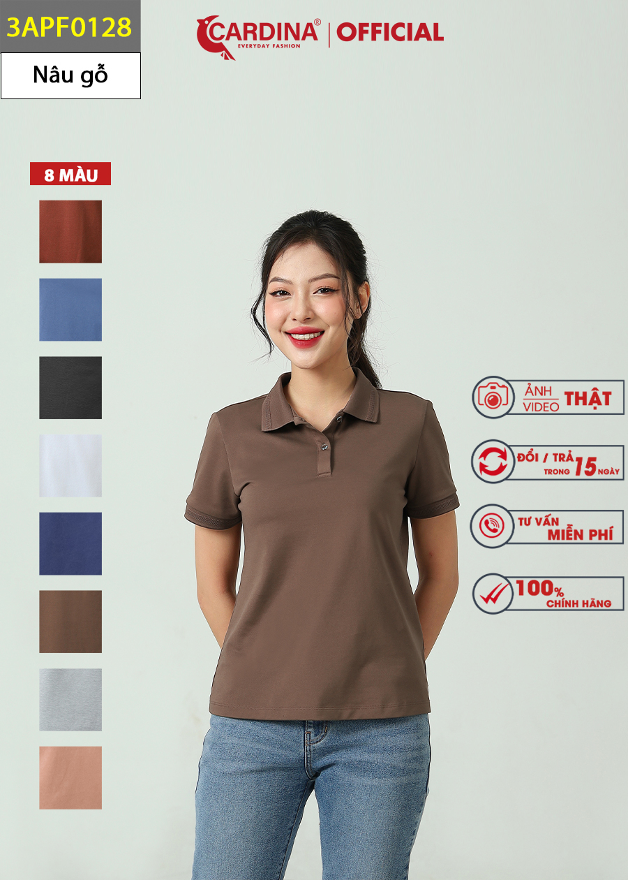 Áo Polo Nữ CARDINA Chất Cotton CVC Cao Cấp Áo Thun Cổ Bẻ Cộc Tay Mềm Mại Thoáng Mát 3APF01