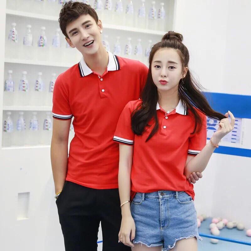 Áo đôi FREESHIP cổ bẻ áo thun cặp, đồ đôi couple CT52