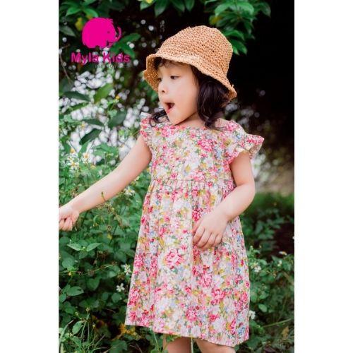 Đầm bé gái Babydoll họa tiết hoa nhí - Myla Kids- Chất liệu thô cotton, thiết kế đẹp 2021