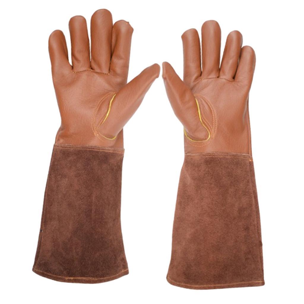 2 Pairs Leather Work Gloves Thorn  Cowhide Gardening Gloves for Men Women