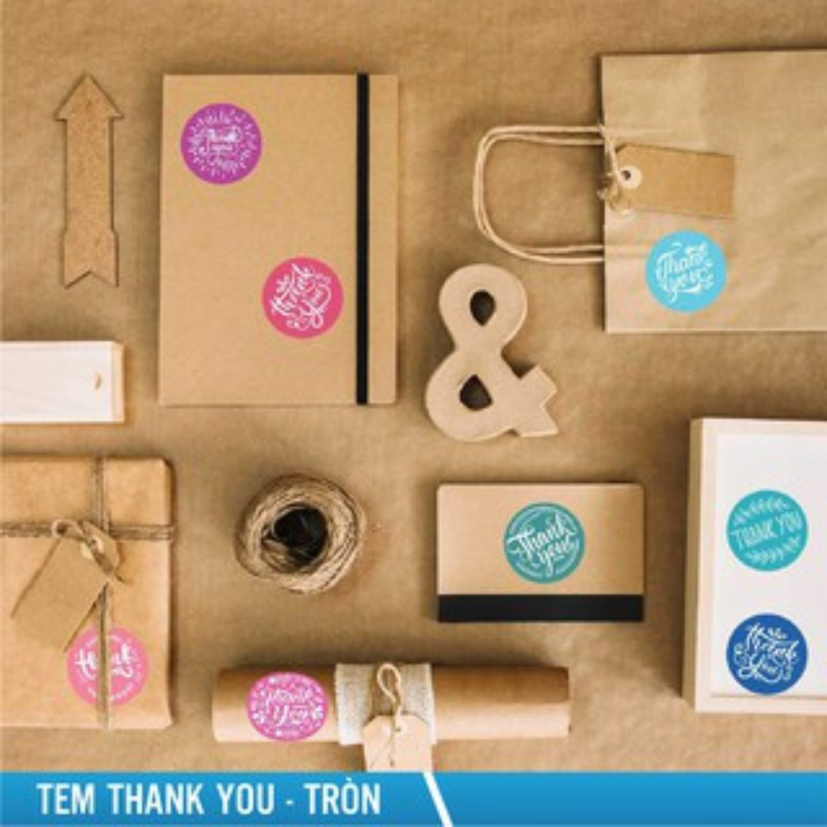 Tem thank you size 38mm cuộn sticker thank you tròn số lượng 500 tem