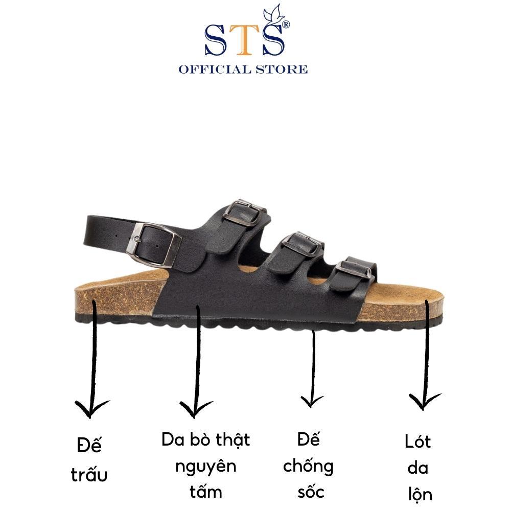 Dép DA BÒ THẬT NGUYÊN TẤM Dép đế trấu quai hậu sandal Birken nam nữ chống nước nhẹ hàng cao cấp siêu bền ôm chân ST13