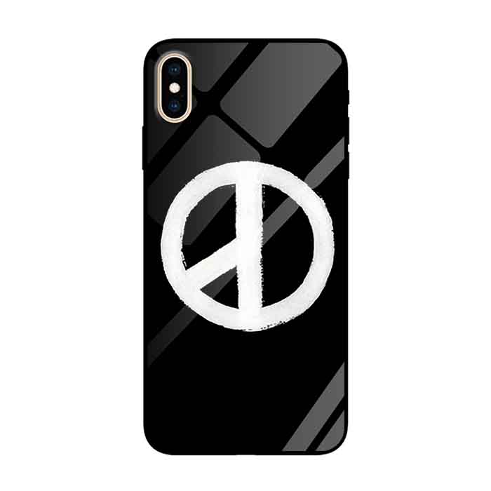 Ốp lưng kính cường lực cho iPhone Xs Max Nền Peace Y Nền Đen - Hàng Chính Hãng