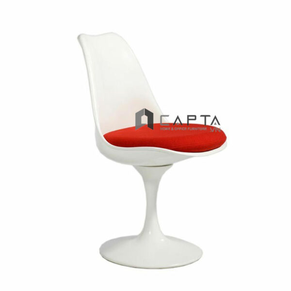 Ghế tiếp khách nệm vải TULIP-P7 Nội thất Capta Ghế nhựa màu trắng cao cấp kèm nệm vải màu đỏ sang trọng tại tp hcm
