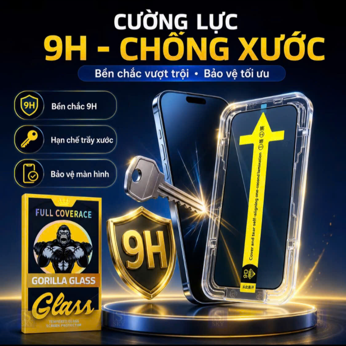 Kính cường lực chống nhìn trộm cho iPhone có khung tự dán, tự hút bụi