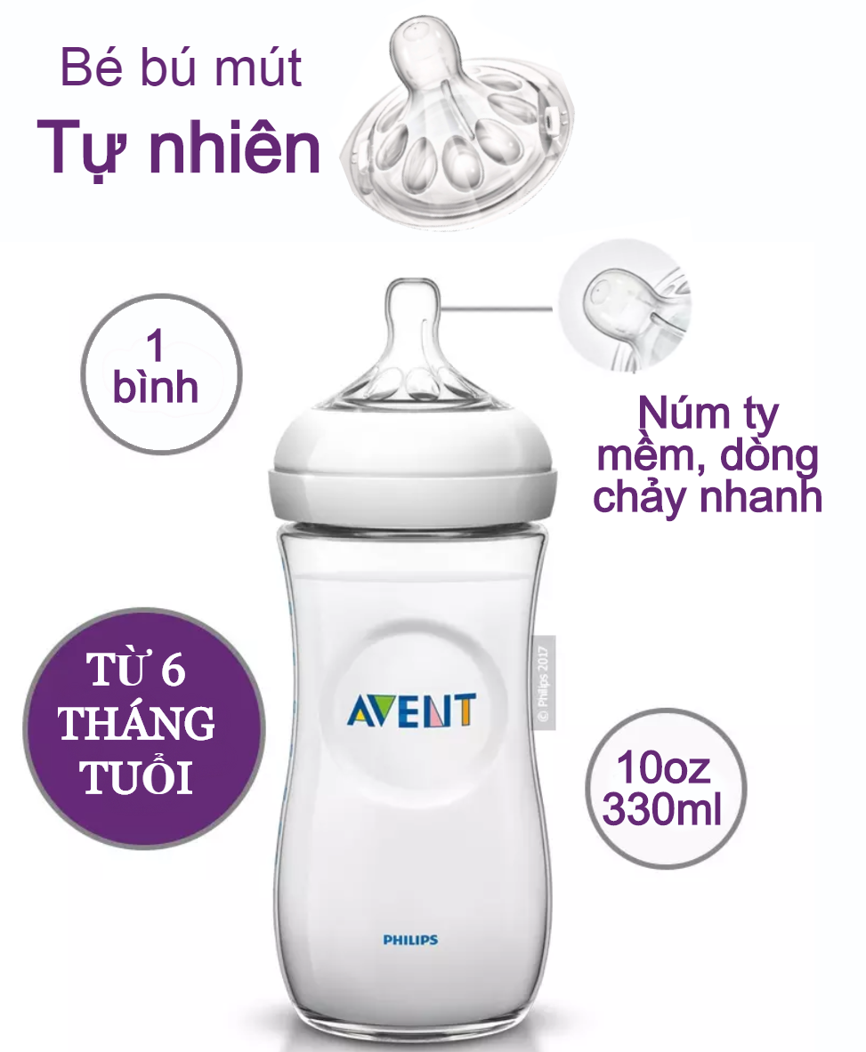 Hộp 1 Bình sữa mô phỏng tự nhiên hiệu Philips Avent (330ml) cho trẻ từ 6 tháng tuổi