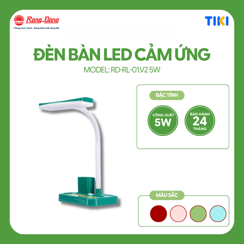 Đèn bàn Bảo vệ Thị lực Rạng Đông Model: RD-RL-01.V2 Mẫu Mới Cải Tiến Có Ống Cắm Bút