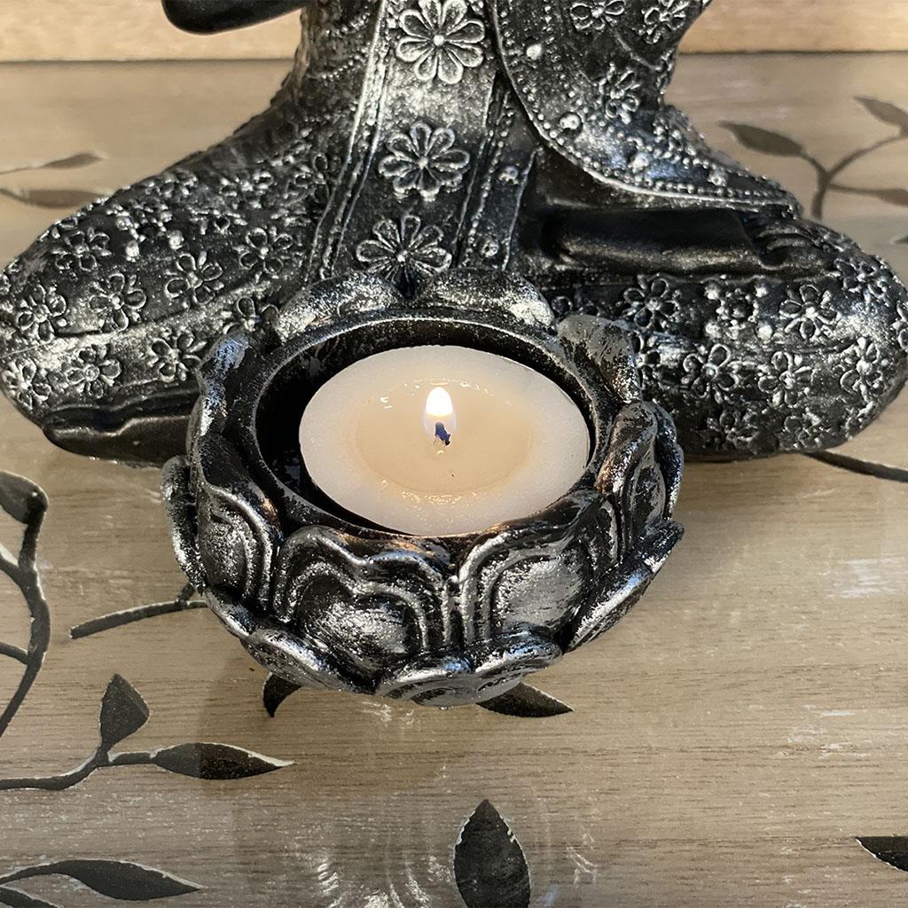 Meditating Buddha Statue Figurine Tealight Holder for Home Bedroom Decors