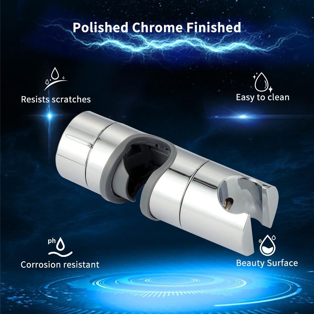 Giá đỡ vòi hoa sen cầm tay có thể điều chỉnh cho thanh trượt Đường kính 18-25MM bằng Chrome đánh bóng