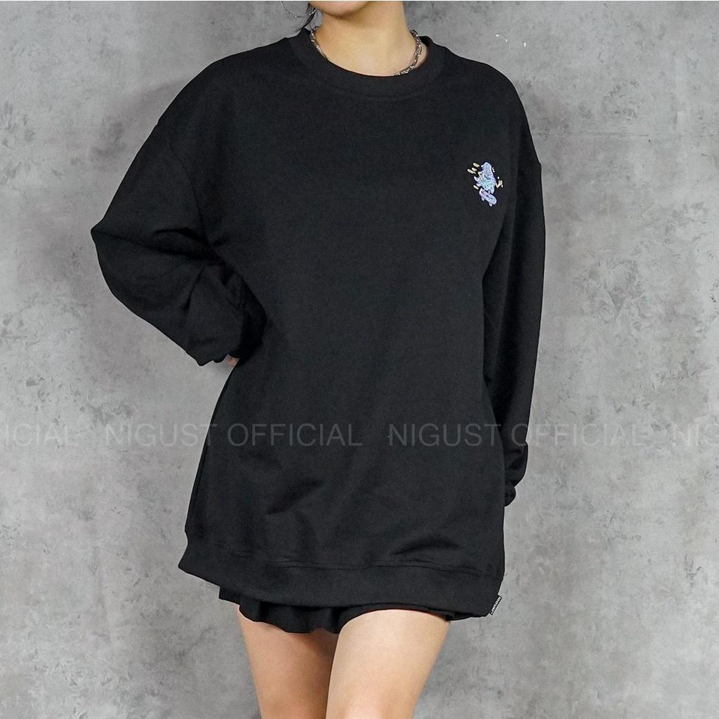 Áo sweater nam nữ local brand NIGUST 88 Spook House N212 chất liệu nỉ da cá form rộng màu đen trắng Fullbox