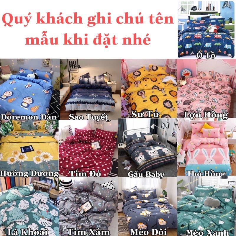 Combo Ga gối poly bộ ga gối cotton ngộ nghĩnh đáng yêu, bo chun drap ga giường