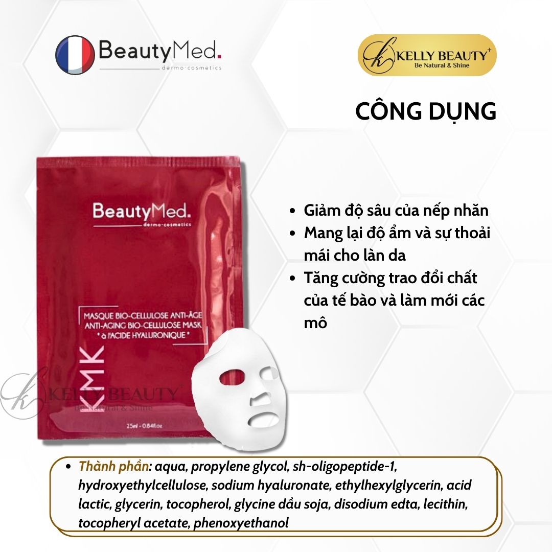 Mặt Nạ Sinh Học Chống Lão Hóa Da BeautyMed KMK Anti-Aging Bio-cellulose Mask | Kelly Beauty