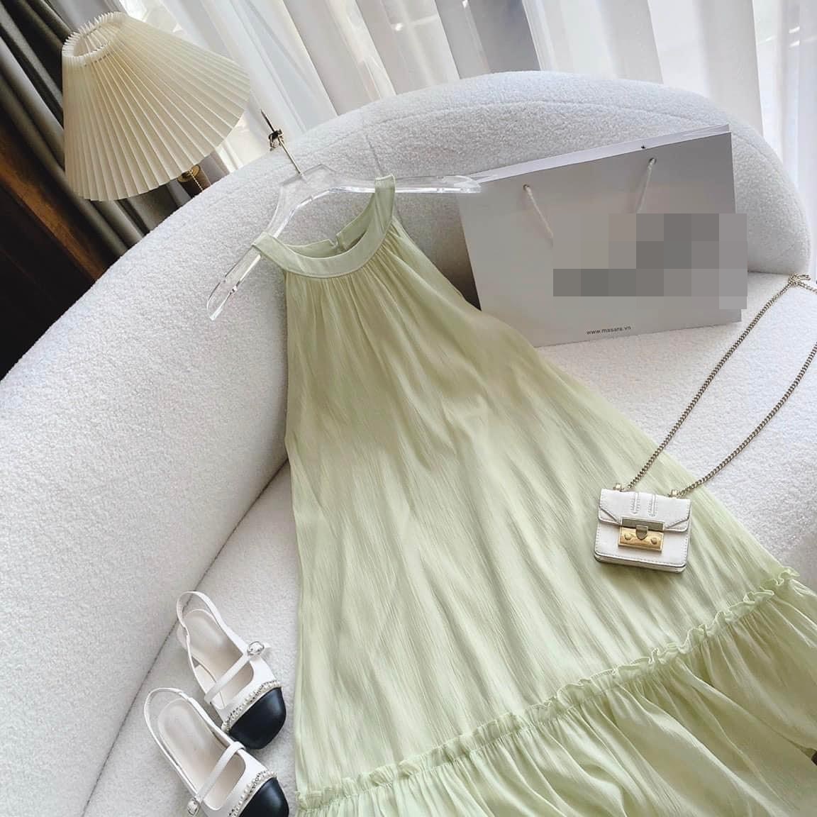 ĐẦM DÂY CỔ YẾM DÀI MIDI SUÔNG TRƠN XANH BƠ SÁT NÁCH HẠ EO MAXI ĐUÔI CÁ DẠO PHỐ ĐI TIỆC ĐI CHƠI ĐI BIỂN