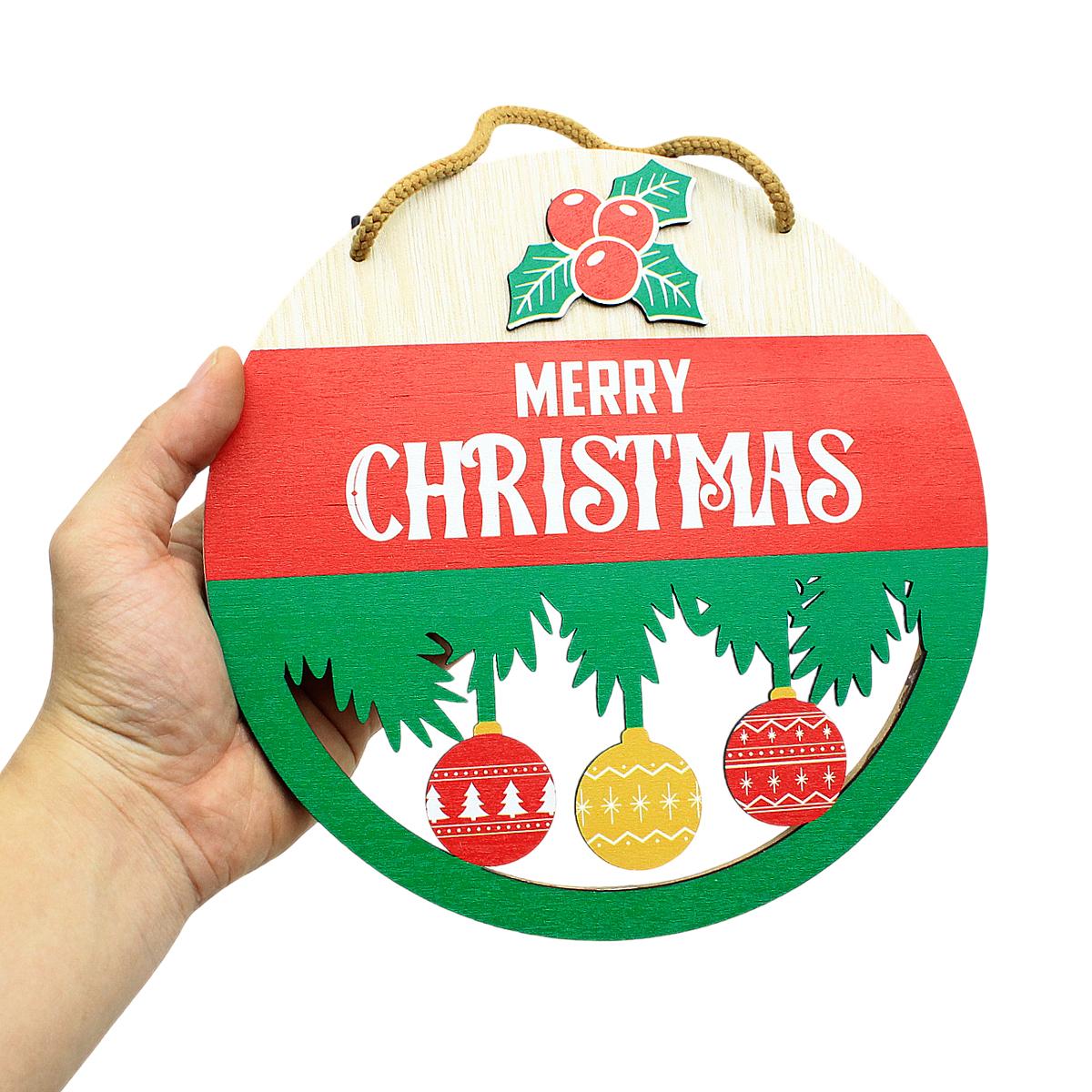 Bảng Gỗ Tròn Treo Tường Trang Trí Giáng Sinh - Bách Mộc - Ba Quả Châu