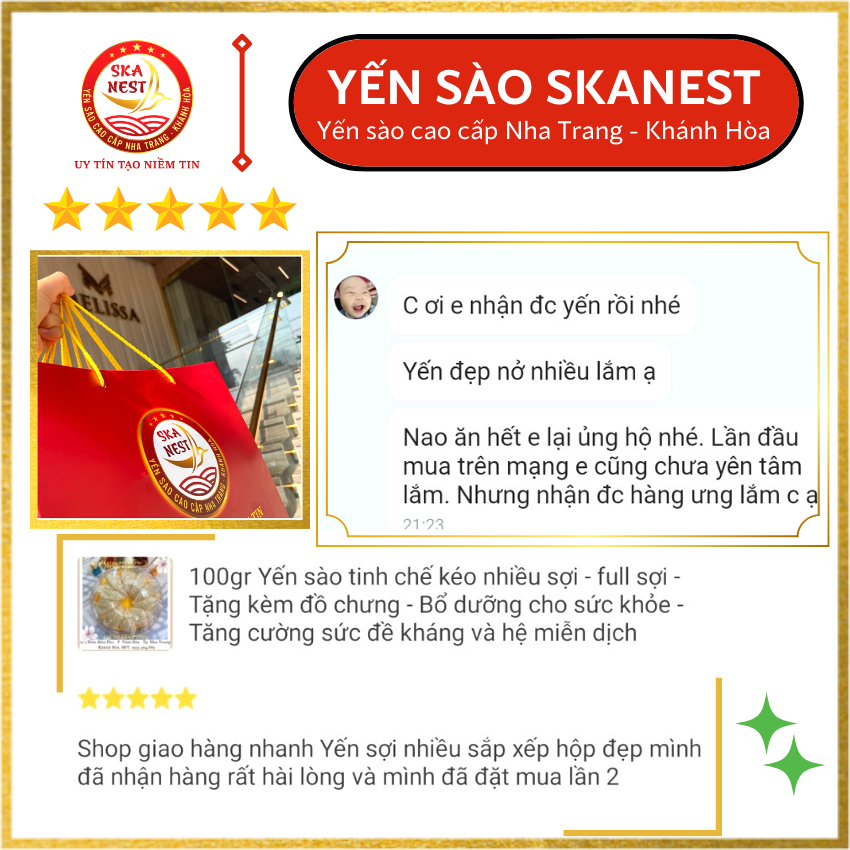 Yến sào tinh chế sợi sơ mướp đặc biệt nguyên chất