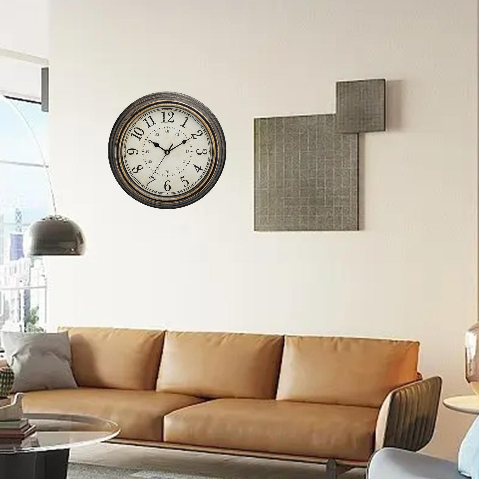 Retro Style 30cm Wall Clock Decorative Sweep Movement Round Silent Hanging Clocks for Classroom, Bedroom, Bathroom, Nursery, Dining Room