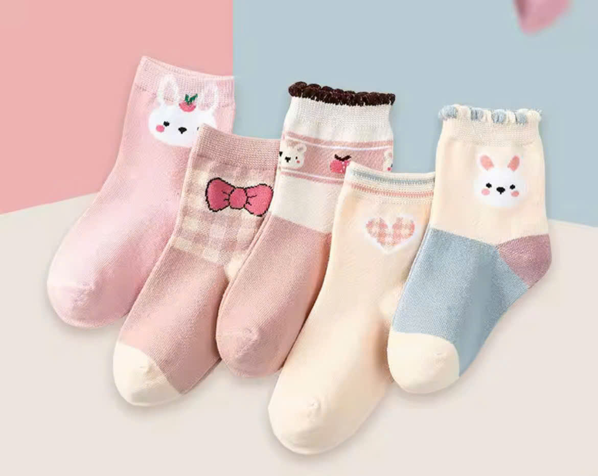 SET 5 ĐÔI TẤT VỚ 35 DỄ THƯƠNG TỪ 1-12 TUỔI DÀNH CHO BÉ GÁI