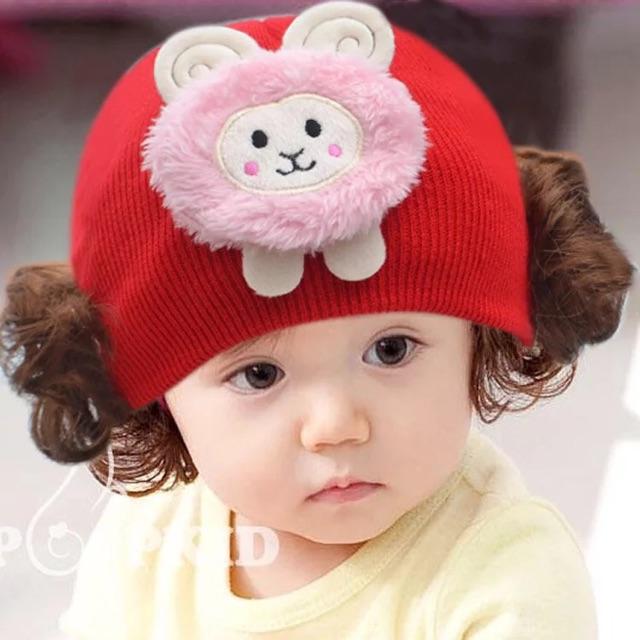 Nón len tóc giả hình thú dễ thương