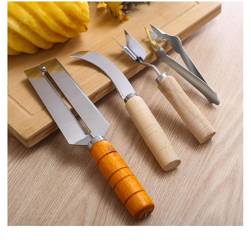 【Có hàng sẵn】4Pcs/Set Dụng Cụ Cắt Dứa Bằng Thép Không Gỉ