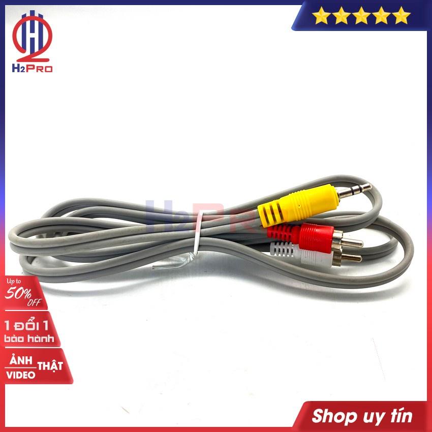 Dây Av 1 Ra 2, Dây 3.5Mm Ra 2 Av Dài 140Cm Cao Cấp, Dày Dặn, Chống Nhiễu, Cáp Loa 3.5 Ra 2 Đầu Av Hoa Sen-H2Pro Tech