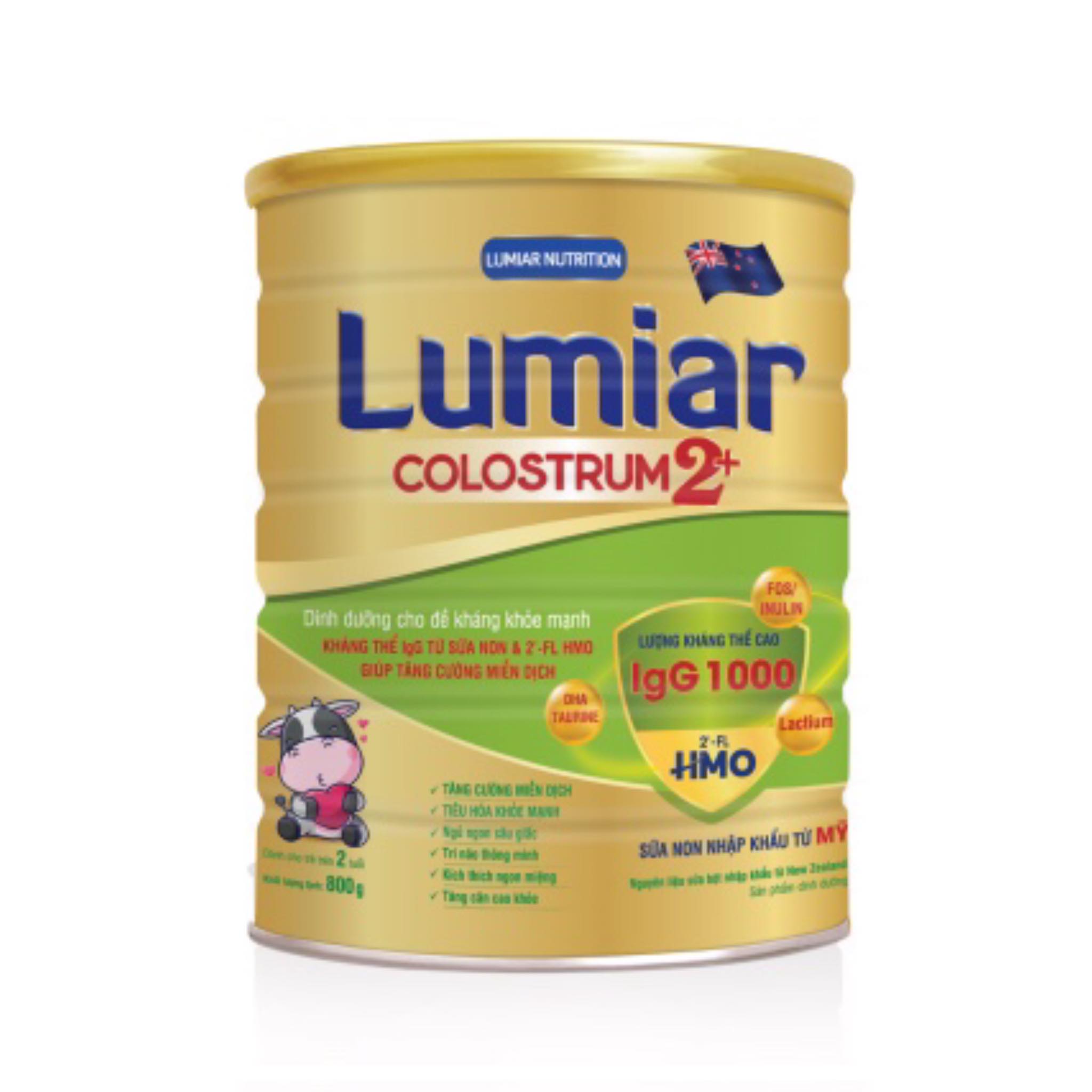 Sữa bột Lumiar Colostrum 2+ 800g - Dinh dưỡng cho đề kháng khỏe mạnh, kháng thể IgG từ sữa non &amp; 2′-FL HMO giúp tăng cường miễn dịch.