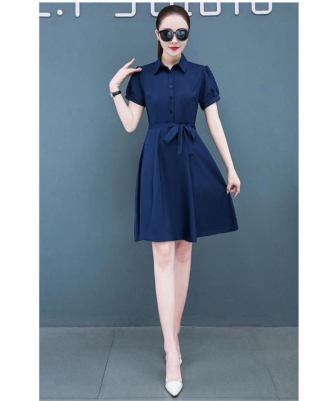 Đầm suông cổ sơ mi dài tay rút eo, chất vải trơn tự nhiên mềm mại, thời trang công sở Đũi Việt Dv34