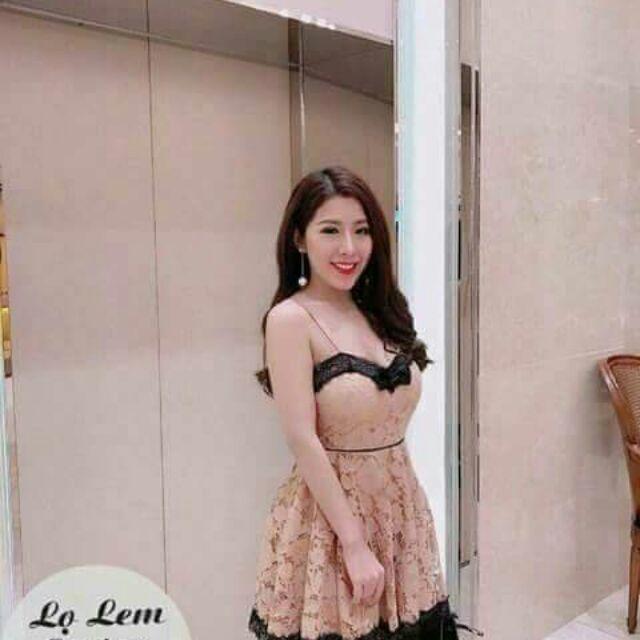 Đầm cúp xòe 2 dây ren