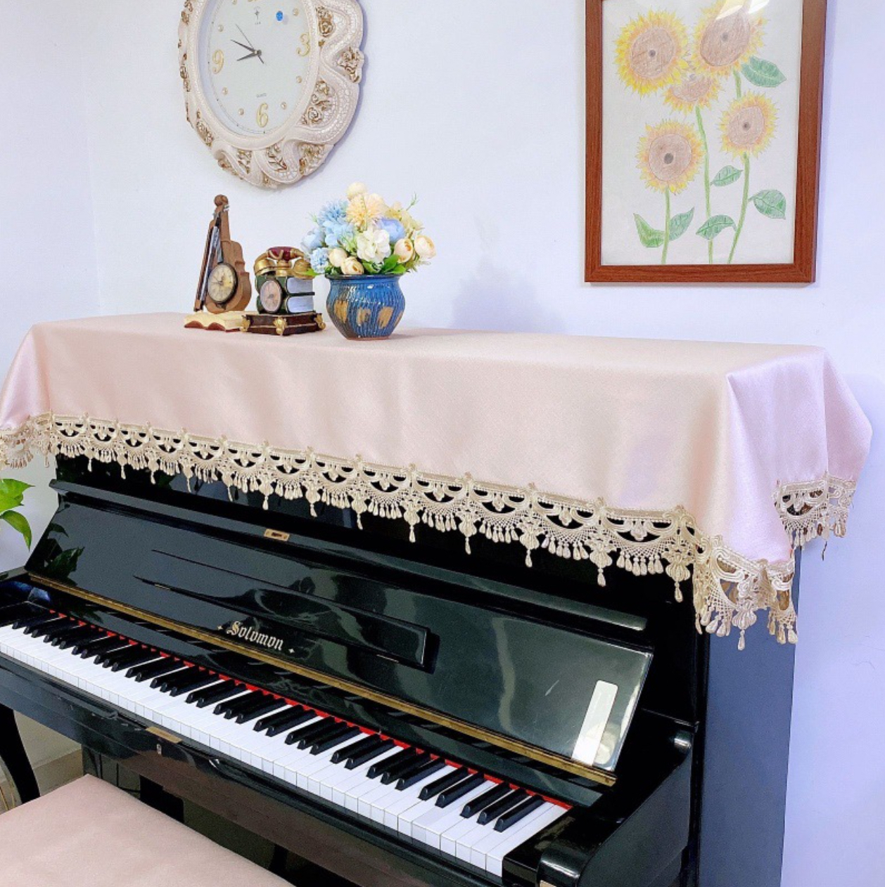 Khăn phủ đàn piano cơ đàn piano điện tử 88 phím phong cách Châu Âu cổ điển sang trọng chống bụi chống xước