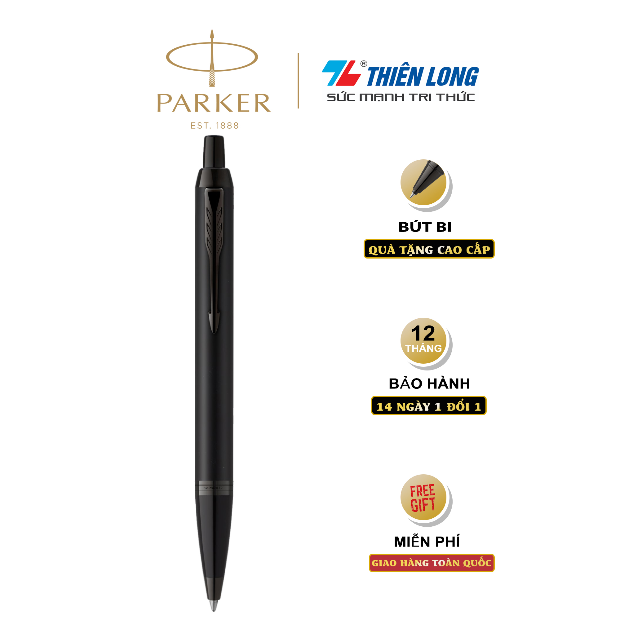 Bút bi cao cấp Parker IM Achromatic X-Matte Black BT TB-2127896 - Thép không gỉ