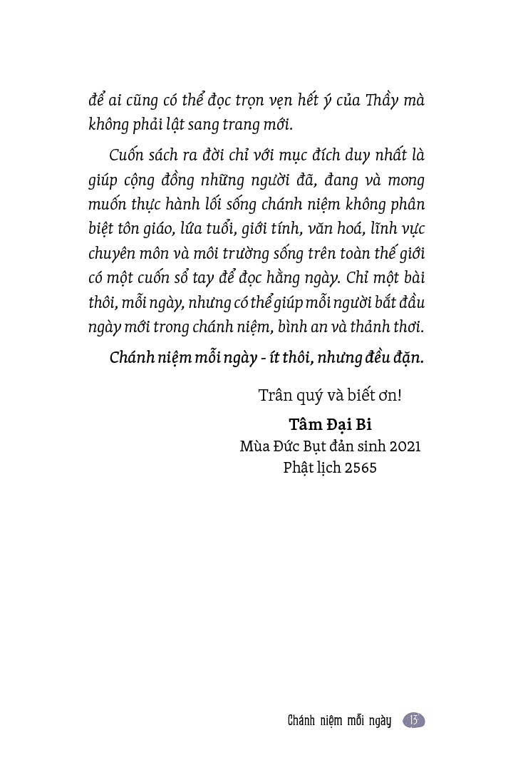 Chánh niệm mỗi ngày - Ghi chép và thực tập theo những lời dạy của Thiền sư Nhất Hạnh