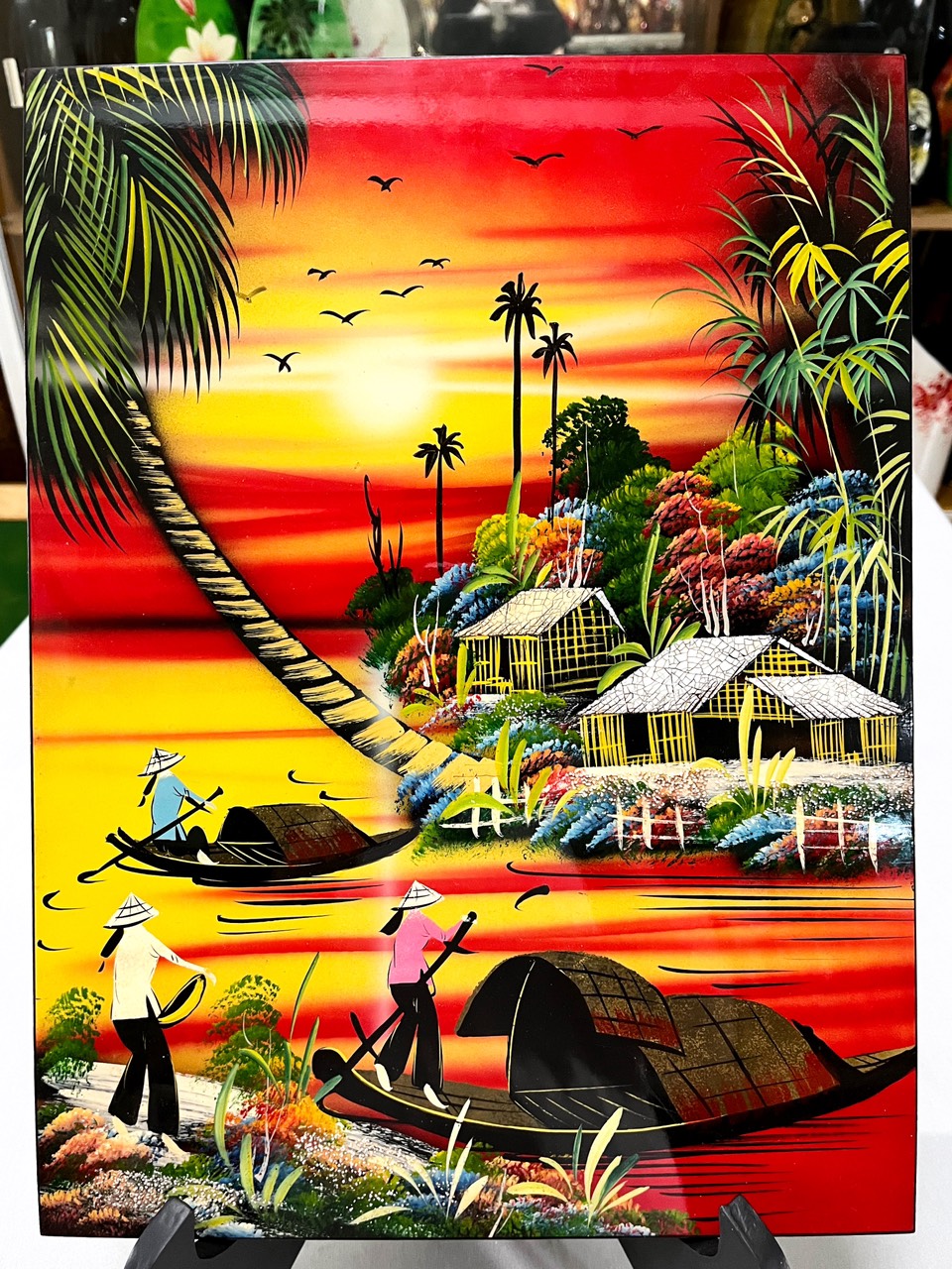 Tranh sơn mài - ĐỒNG QUÊ VIỆT NAM -Hàng xuất khẩu size 30x40 cm