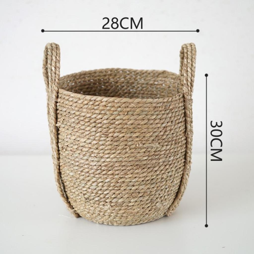 Garden Flower Pot Planter Basket Straw Woven Storage Basket Household Bag S