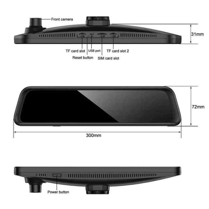 Camera hành trình 360 độ gương ô tô cao cấp Whexune K960 - Ram: 2GB, Rom: 32GB - Android: 5.1, 3G/4G, Wifi - Hàng Chính Hãng